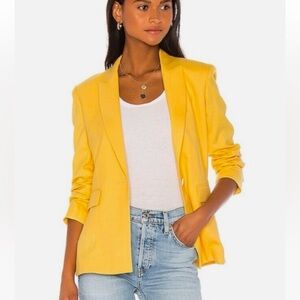 Rag & Bone Bonnie Long Sleeve Wool Blend Notch Lapel Blazer Yellow Women's Sz 12